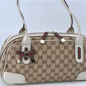 Authentic Gucci Brown GG Canvas Princy Shoulder Bag Beige